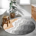 thumbnail image 3 of Round Rugs 3Ft, Grey Geometric Beach Round Area Rug Washable Indoor Throw Carpet, Ombre Waves Moire Abstract Art Small Non Slip Circle Rug for Bedroom Living Room Home Decor Aesthetic, 3 of 8