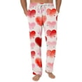 thumbnail image 2 of Men's Fashion Mosaic Heart Print Pajama Pants, Drawstring Elastic Waist Lounge Trousers for Valentine's Day Gift and Home,Pink,XL, 2 of 5
