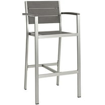 Afuera Living 30" Modern Aluminum Patio Bar Stool in Gray/Silver