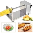 thumbnail image 4 of Cortador de patatas en espiral, cortador de patatas fritas de acero inoxidable con manivela y patas de goma antideslizantes para frutas y patatas, 4 of 5