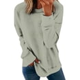 thumbnail image 1 of Chemises de Compression à Manches Longues pour Femmes à Col Rond Uni Plus Sweat-Shirt Oversize Pulls Coupe Ample à la Mode des Hauts Légers pour les Femmes de Grande Taille Gris M, 1 of 4