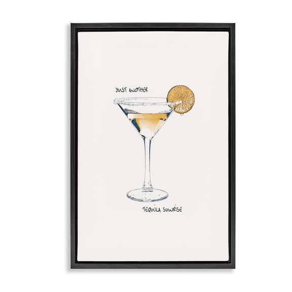 Stupell Industries Traditional Just Another Tequilla Sunrise Black Floating Frame Canvas Art, 17 x 25, by Graffitee Studios