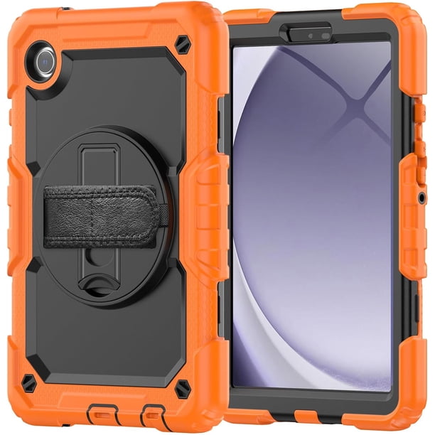 Funda para Samsung Galaxy Tab A9 8.7'' 2023 (SM-X110/X115/X117), Funda Protectora Resistente a Golpes con Protector de Pantalla, Soporte Giratorio de 360°, Correa para Mano/Hombro y Soporte para
