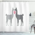 thumbnail image 1 of Ambesonne Llama Shower Curtain, 2 Animals in Love, 69"Wx75"L, Grey Pale Grey Pink, 1 of 3