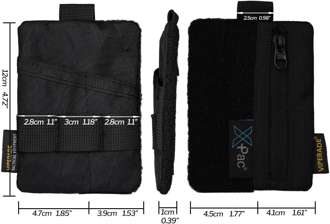 VIPERADE VE15 Small EDC Pouch, Pocket Organizer, EDC Pocket Pouch with DIY Patches Area, EDC Pocket Organizer Wallet for Cards, Small Tool Pouch for EDC Gears