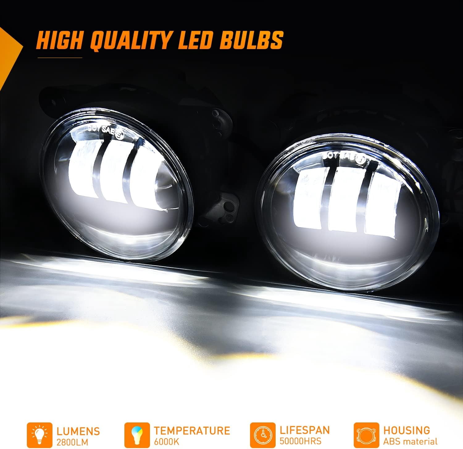 Nilight 4inch Led Fog Light Assembly Compatible with 2007 2008 2009 2010 2011 2012 2013 2014 2015 2016 2017 2018 Jeep Wrangler JK Unlimited JKU w/Conversion Cable Clear Fog Lamps