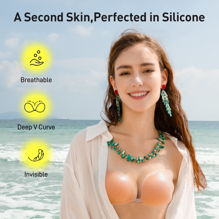 Niidor Sticky Bra Strapless Adhesive Bra Invisible Push up Silicone Bra for  Women Sticky Boobs for Backless Dress with Nipple Covers