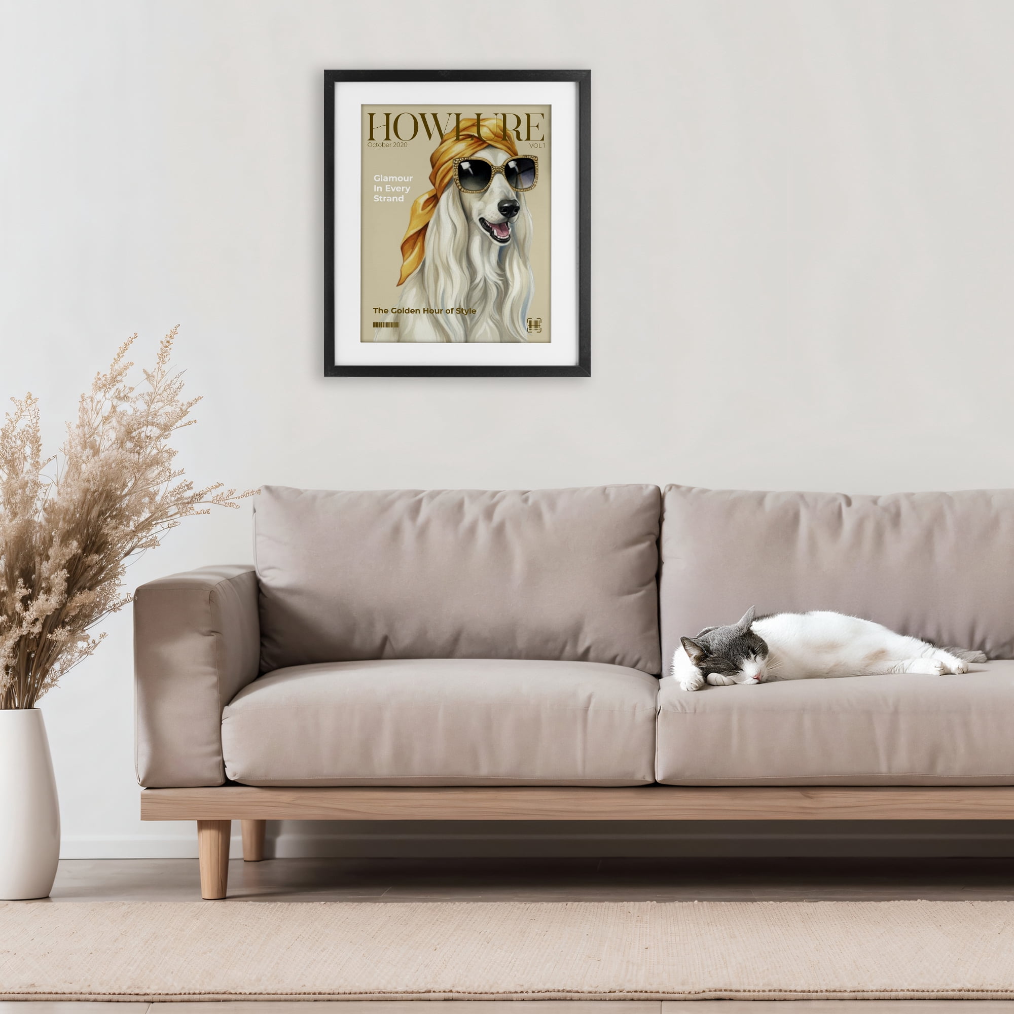 Stupell Industries Howlure Dog Fashion Magazine Black Framed Print Under Glass, design by A Barefoot Stylist