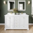 thumbnail image 2 of Wyndham Collection Deborah 60" Wood Double Bathroom Vanity in White/Gold, 2 of 6