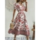 thumbnail image 3 of Vestido Con Cuello En V Con Estampado Floral, Elegante Vestido De Manga Corta Para Primavera Y Verano, Ropa De Mujer, 3 of 4