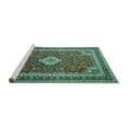 thumbnail image 2 of Ahgly Company Machine Washable Indoor Rectangle Medallion Turquoise Blue Traditional Area Rugs, 5' x 8', 2 of 4