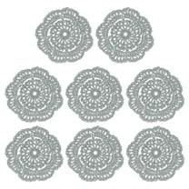 Crochet Doilies, 8Pcs 4" Cotton Woven Fabric Coasters, Lace Round Handmade Coasters with Floral Pattern for Wedding Party Decoration (Medium Gray)