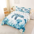 thumbnail image 2 of jejeloiu Watercolor Ocean Life Full Size Comforter Sets,Turtle Jellyfish Bedding Comforter Set For Boys,Teal White,Polkadot Reversible,3 Pieces,1 Comforter and 2 Pillowcases, 2 of 7