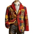 thumbnail image 3 of Vestido de Ceremonia de Impresión de Corduro de Abrigo Largo para Hombre con Blazer de Fiesta de Botón de Bolsillo, 3 of 4
