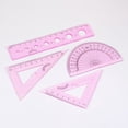 thumbnail image 3 of 4uds Regla Juego 15cm Suave Recta Regla Transportador Triángulo Medición Herramienta con Ondulado Línea para Aulas Oficina, Rosa, 3 of 6