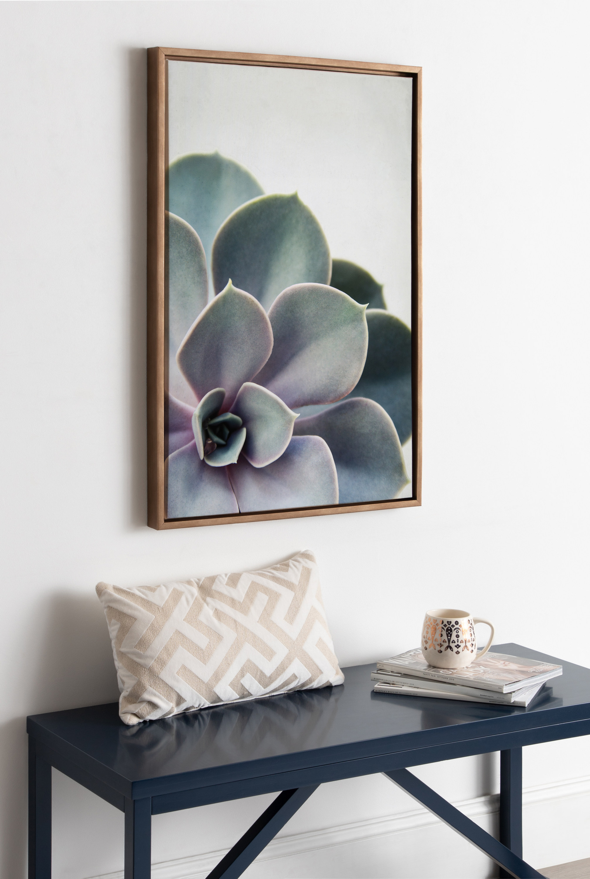 Kate and Laurel Sylvie Succulent Framed Canvas Wall Art by F2 Images, 23x33 Gold