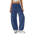 thumbnail image 2 of Sundazz Barrel Sweatpants Women Baggy Wide Leg Sweat Pants Drawstring Workout Pants with Pockets, XS-XL, 2 of 7