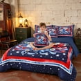 thumbnail image 3 of Manfei Watercolor Floral Bouquet Full Size Bedding Sets, Galaxy Stars Full Size Bed in a Bag, Red White Blue, Navy Reversible 7pcs, 3 of 6