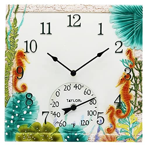 Reloj termómetro Taylor Precision 92686T Seahorse 14 x 14 cm