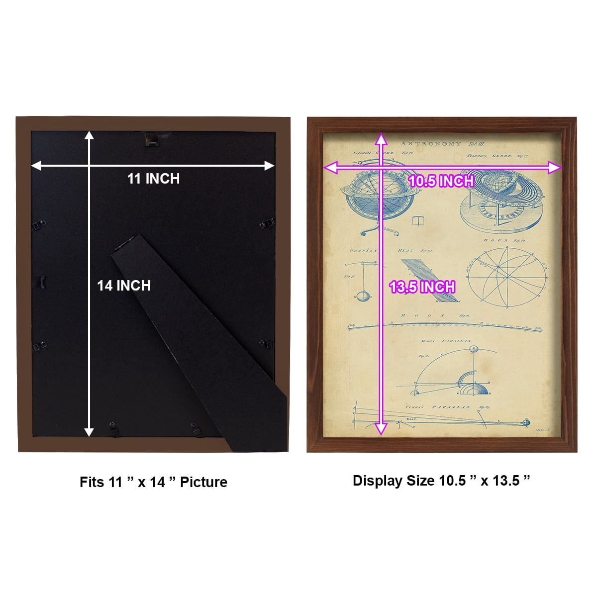 Vintage Astronomy III -Framed Print w/glass-Chestnut