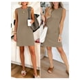 thumbnail image 3 of ANRABESS Women's Summer Sleeveless Tank Dress, Crewneck Mini Sundress with Side Slit, Wrinkle-Free Casual Beach Travel Vacation Dress Light Brown X-Large, 3 of 8
