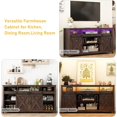 thumbnail image 2 of LED Farmhouse TV Stand for 65" 75" TVs with Power Outlets, 32" Tall Sliding Barn Door Entertainment Center with Adjustable Shelves/4 Layer Storage for Living Room, Brown, 2 of 7