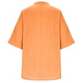 thumbnail image 5 of Craaazy Womens Solid Color Cotton Linen Blouse V-Neck 3/4 Sleeve Casual Henley Top with Button for Daily Wear Gifts, 5 of 9