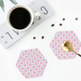 thumbnail image 4 of Honeii Checkerboard With Snowflake Print Leather Coaster Set of 4, Ideal for Safeguarding Your Furniture from Drinks Spills and Effortless Cleanup-Hexagon, 4 of 6