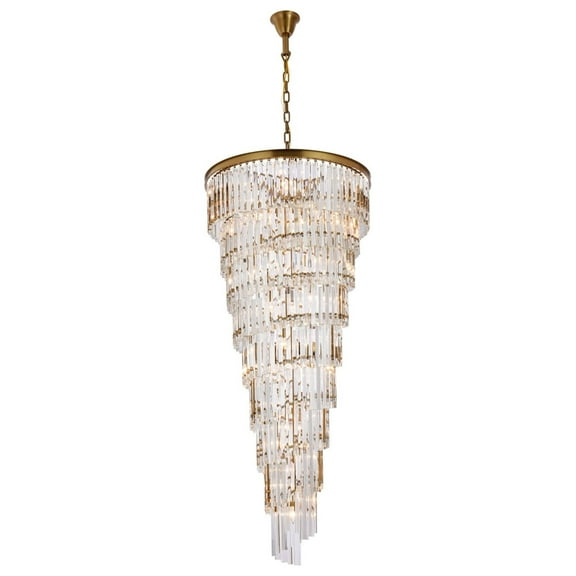Elegant Lighting Sydney 30" Metal/Crystal Chandelier in Satin Gold/Clear