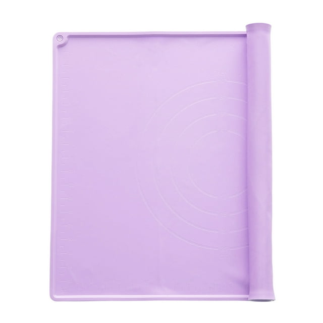 Tapete de repostería de silicona, 19.7" x 15.8" Tapete de horneado de silicona con medidas, tapete para amasar antiadherente morado