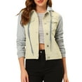thumbnail image 1 of INSPIRE CHIC Women's Layered Drawstring Hood Denim Jacket with Pockets, 1 of 7