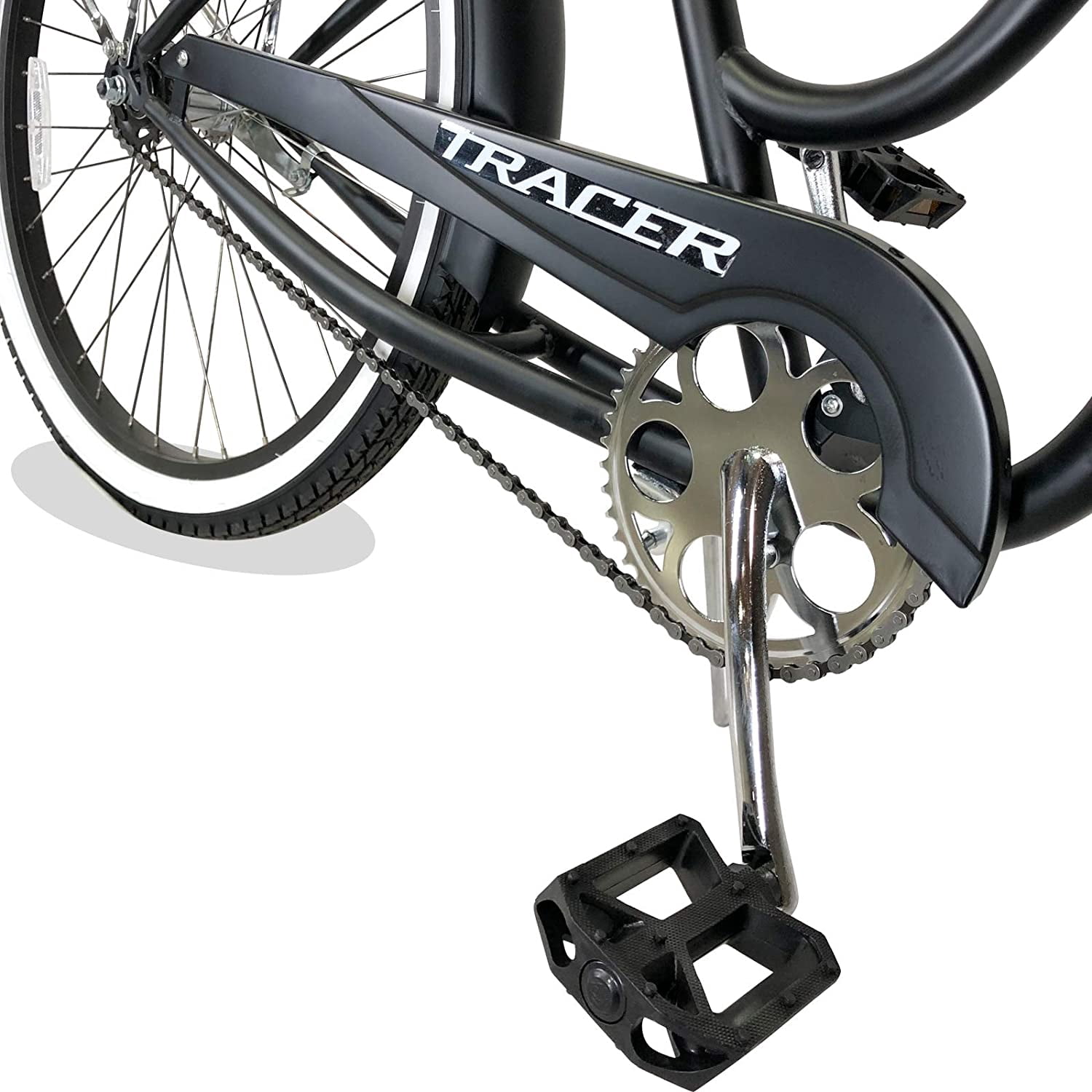 WonderWheels 26" Beach Cruiser Coaster Brake Stainless Steel Spokes One Piece Crank Alloy Orange Rims 36H W/ Fenders - Matte Black
