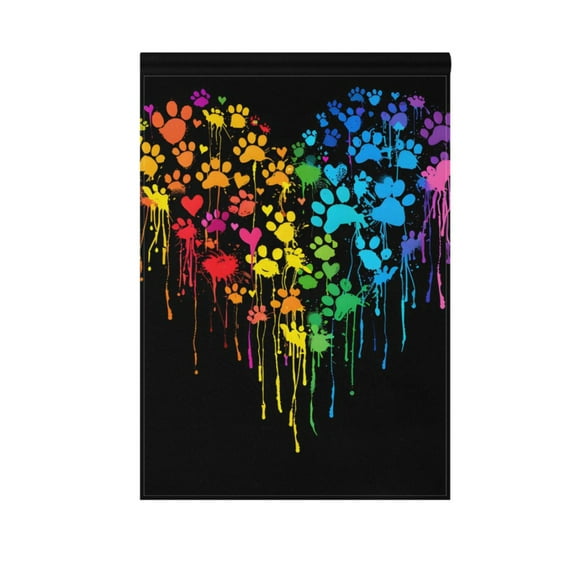 Garden Flag 12"x18" Dog Paws Heart Double-Sided Yard Flags for Outside Outdoor All Seasonal Decoration