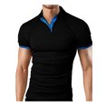 thumbnail image 1 of Sunloudy Camisa informal de negocios para hombre, blusas de oficina de manga corta con botones de cuello vuelto de patchwork de color para hombres Sunloudy  moda, 1 of 3