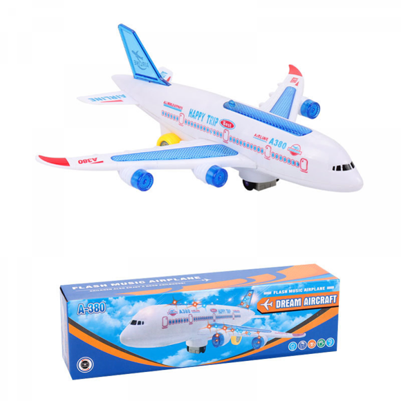 Airplane Toys for Kids, Bump and Go Action, Toddler Toy Plane with LED Flashing Lights and Sounds for Boys & Girls 3 -12 Years Old (Airbus A380)