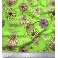 thumbnail image 1 of Soimoi Japan Crepe Satin Fabric Leaves & Aster Floral Print Fabric by the Yard 42 Inch Wide, 1 of 1