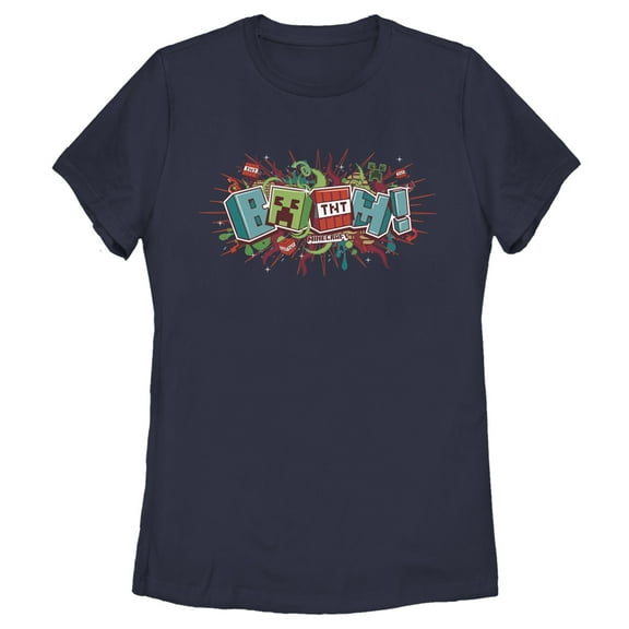 Women's Minecraft Boom  Graphic Tee Navy Blue X Large