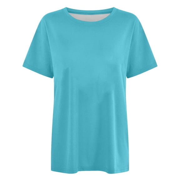 JAJAHO Womens T Shirts Casual Loose Fit Round Neck Short Sleeve Boyfriend Top Solid Color Comfortable Basic Tee Cozy Tops