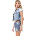 thumbnail image 6 of Made by Olivia Women's Destroyed Cropped Boxy Denim Vest, 6 of 7