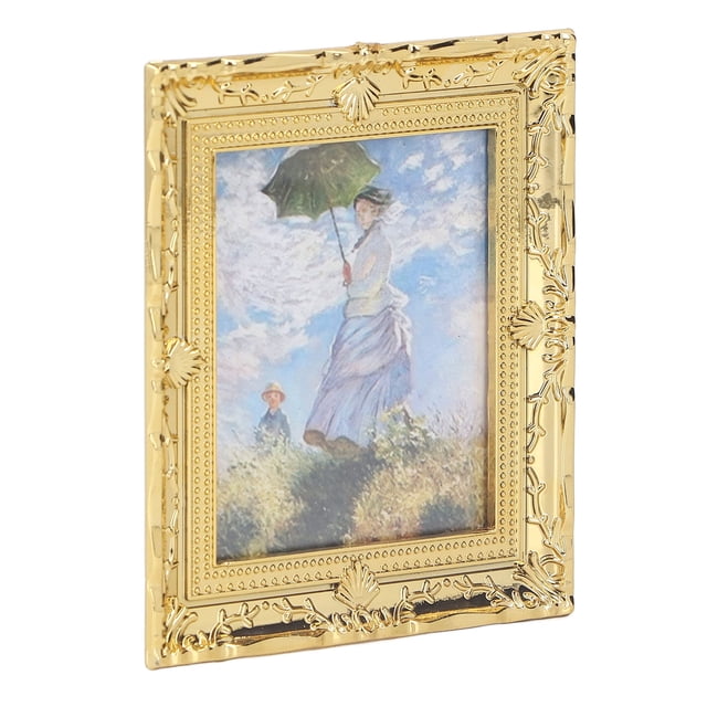 Pintura de Arte en Miniatura 1:12 Hermosa Pintura Al óleo de Casa de Muñecas con Marco Dorado para Niñas y Niños ANGGREK Otros