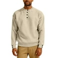 thumbnail image 7 of Fewfanhot Mens Shirts Casual Waffle Pullover Sweater Button Crewneck Textured Knit Henley Sweaters, 7 of 7