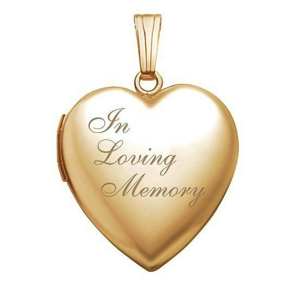 Solid 14K Yellow Gold "in Loving Memory" Locket 3/4 Inch X 3/4 Inch in Solid 14K Yellow Gold