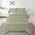 thumbnail image 3 of Manfei Vintage Boho bohemian Bedding Comforter Set,Triangle Circle Striped Twin Comforter Sets,Green White Bedding Set For Adult,Breathable Home Decor Reversible,2pcs, 3 of 9