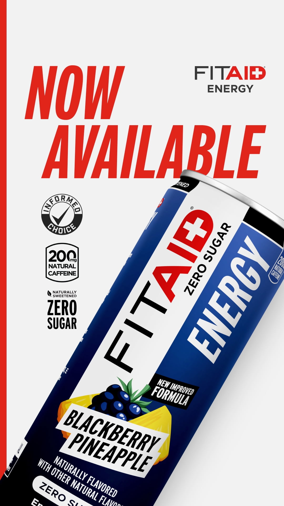 FITAID Energy Drink, 200mg Caffeine, Keto, Blackberry Pineapple