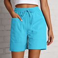 thumbnail image 2 of Shorts for Women Elastic Waist Casual Drawstring With Large Pockets Lightweight Comfort Stretch Summer Gym Shorts, 2 of 4