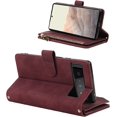 thumbnail image 3 of Google Pixel 6 Phone Case Wallet for Women Men with Crossbody Strap Lanyard,Google Pixel 6 Wallet Case with Card Holer,Zipper Pocket PU Leather Phone Case for Pixel 6, 6.4 Inch, Burgundy, 3 of 18