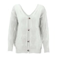 thumbnail image 5 of Ediodpoh Reversible Knit Cardigan for Women Long Sleeve Open Front Sweater with Backless Design Outwear for Fall Winter White XL, 5 of 6