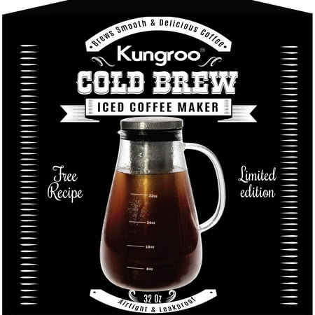 Milk Carafe Glass Kungroo Airtight Glass Cold Brew Coffee Maker Pitcher Carafe Pot, 32 Oz Iced Coffee Maker ()