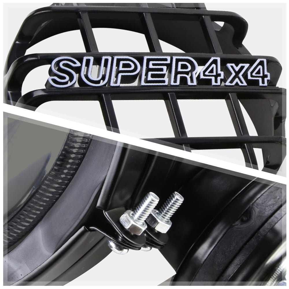 DNA Motoring 6" Round Black Stone Guard Smoked Fog Light Pair off-Road Super 4X4 Work Lamp w/Wiring+Switch