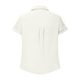 thumbnail image 7 of Scyoekwg Casual V Neck Button Down Shirts for Women Solid Short Sleeve Blouse Tops Lapel Loose Ladies Blouses (White,XXL), 7 of 7